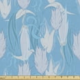 thumbnail image 1 of Ambesonne Floral Fabric by the Yard Upholstery, Spring Fragrance Gardening, 10 Yards, Deep Sky Blue and Pearl, 1 of 5