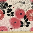 thumbnail image 1 of Ambesonne Floral Fabric by the Yard Upholstery, Circled Abstract, 1 Yard, Pink and Black, 1 of 5