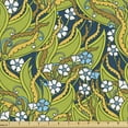 thumbnail image 1 of Floral Upholstery Fabric by the Yard, Mother Nature Pansy Blooms Field with Large Leaves Jungle Growth Theme Illustration, Decorative Fabric for DIY and Home Accents, Multicolor by Ambesonne, 1 of 5