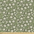 thumbnail image 1 of Ambesonne Floral Fabric by the Yard Upholstery, Retro Blossoms Ivy Leaves, 2 Yards, Reseda Green Eggshell, 1 of 5
