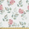 thumbnail image 1 of Floral Upholstery Fabric by the Yard, Rose Petals Blossoms Romantic Plants Wedding Love Watercolor Print, Decorative Fabric for DIY and Home Accents, Pale Pink Turquoise by Ambesonne, 1 of 5