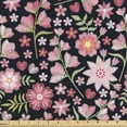 thumbnail image 1 of Floral Upholstery Fabric by the Yard, Slavic Floral Motifs Typical Eastern European Folk Look, Decorative Fabric for DIY and Home Accents, Pale Pink Khaki by Ambesonne, 1 of 5