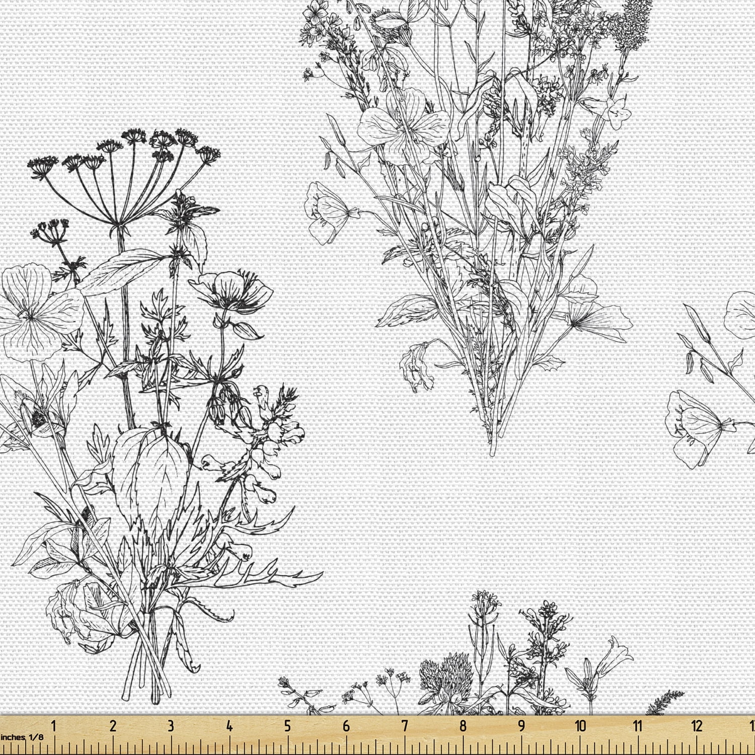 Ambesonne Floral Fabric By The Yard Upholstery Outline Wild Flowers ambesonne-floral-fabric-by-the-yard-upholstery-outline-wild-flowers