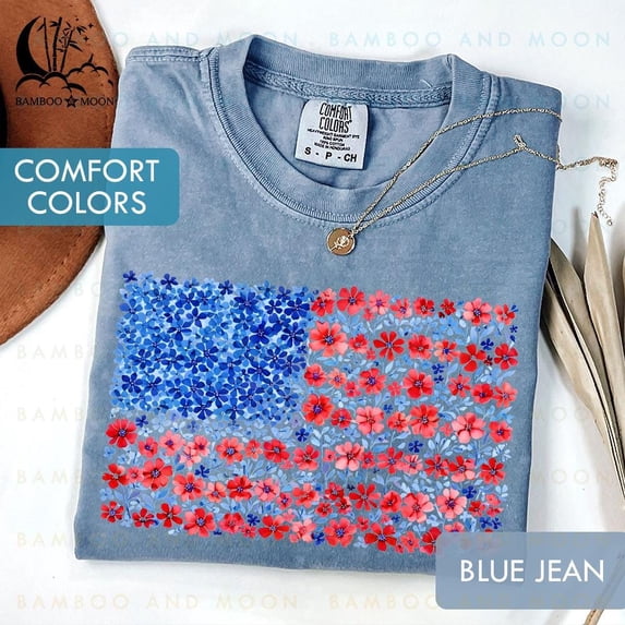 Floral Usa Flag Shirt, Floral American Flag Shirt, Womens Usa Shirt, Patriotic Gift Th2446 Unisex S-5XL Hot Trending Shirt Birthday Gift