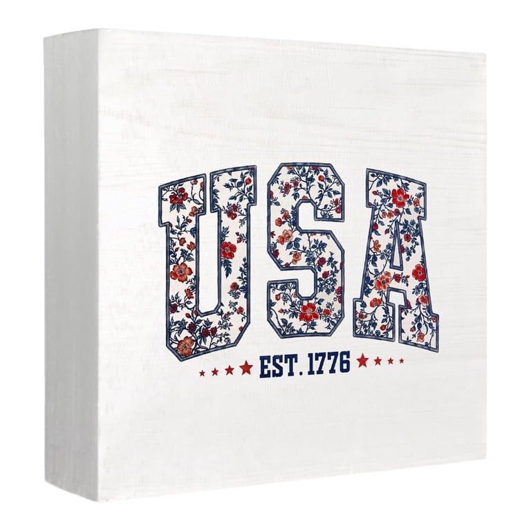Floral Usa Patriotic Decorations Red White and Blue Decorations 4X4 in ...