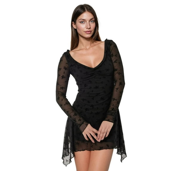 Floral V-Neck Fitted Mini Dress