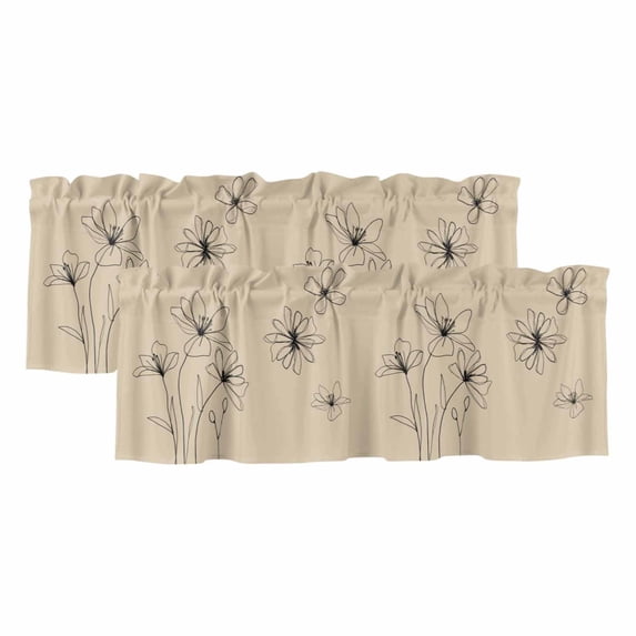Floral Valances for Windows, Decorative Rod Pocket Window Valance Curtains, Spring Flower Short Curtain Drapes for Kitchen/Bathroom/Living Room, 2 Panels, 60" W x 18" L