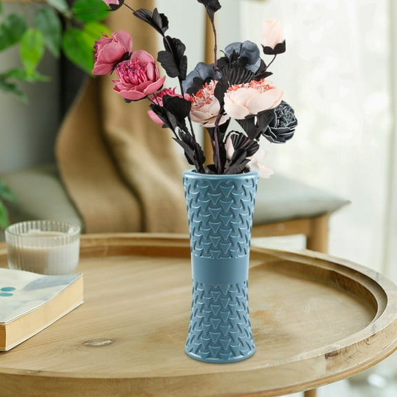 Floral Vase, Flower Pot, Plastic Glazed Vase for Dried Flowers, Blue Pink White, Living Room TV Cabinet Decor