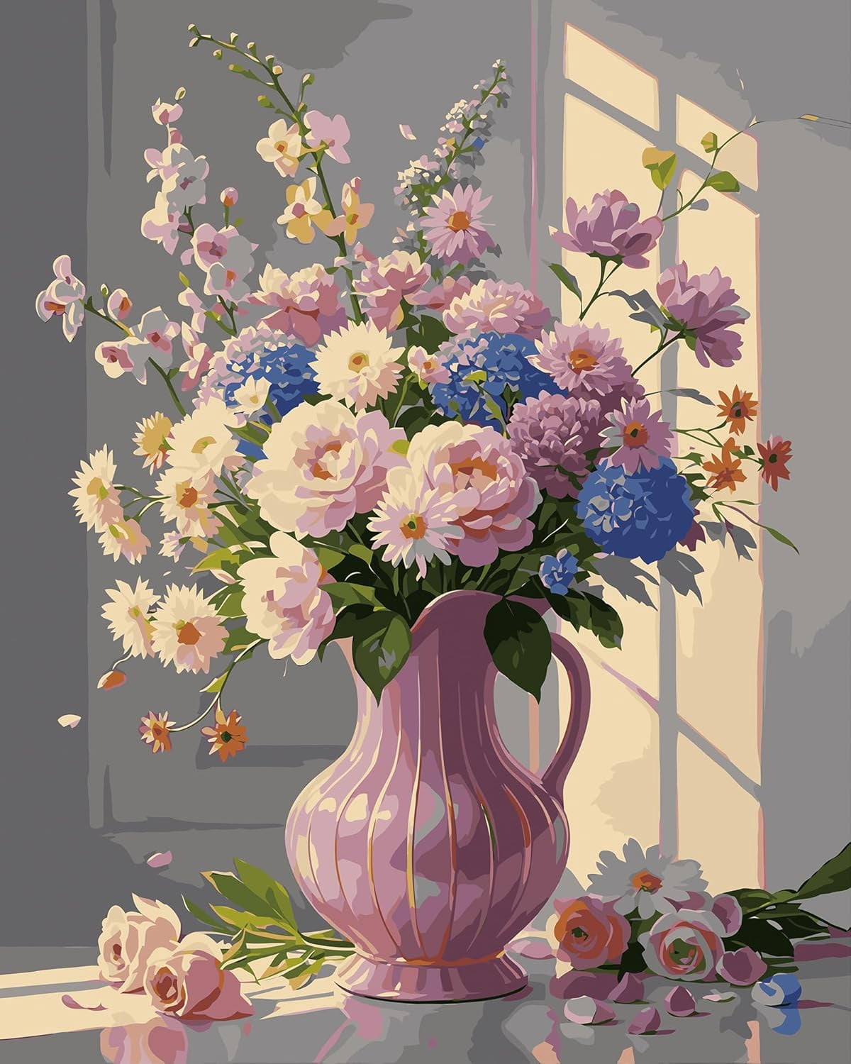 Floral Vase Paint by Numbers Kit for Adults Beginner (Without Frame ...