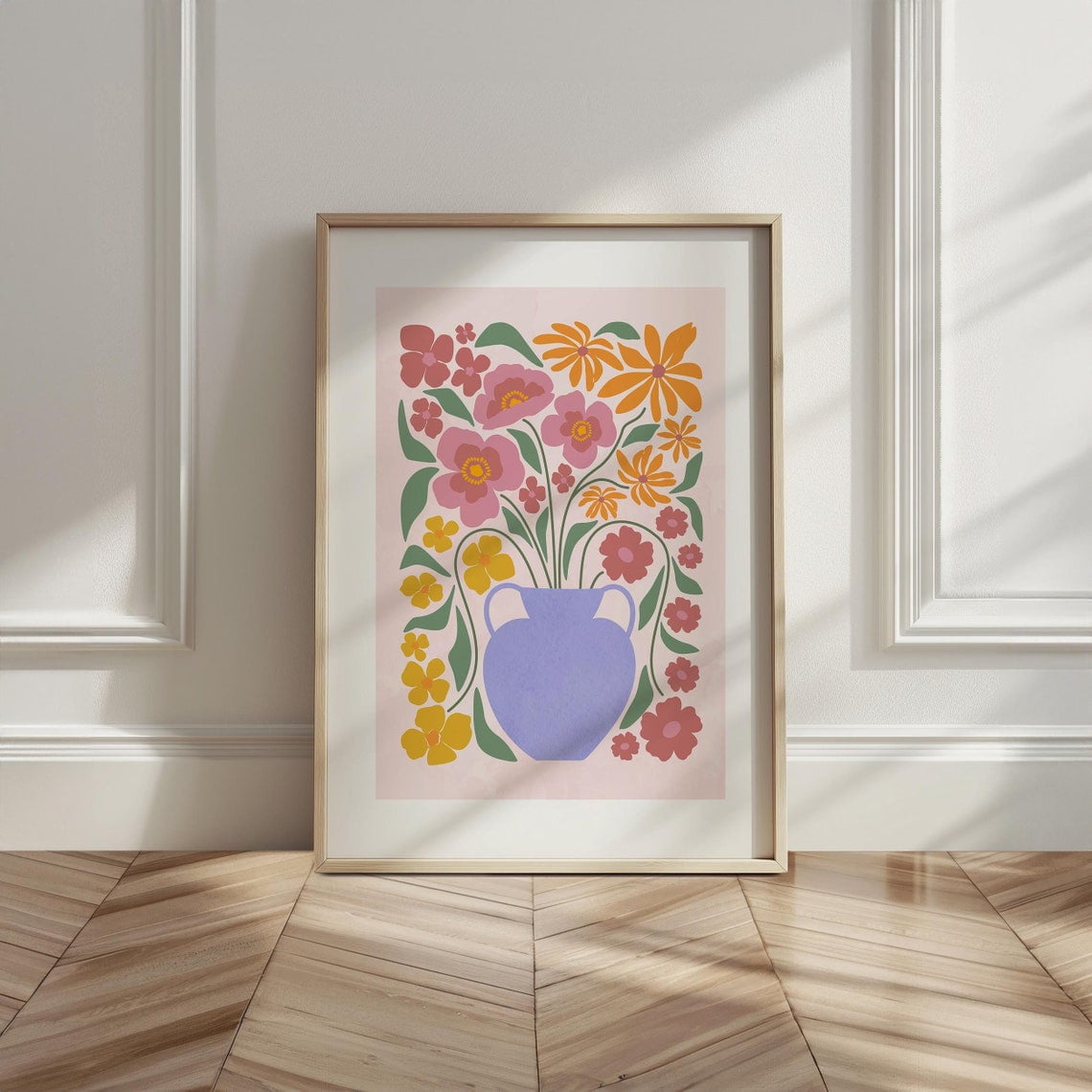 Floral Vase Wall Art Bold Botanical Printable, Trendy Floral Wall Art ...