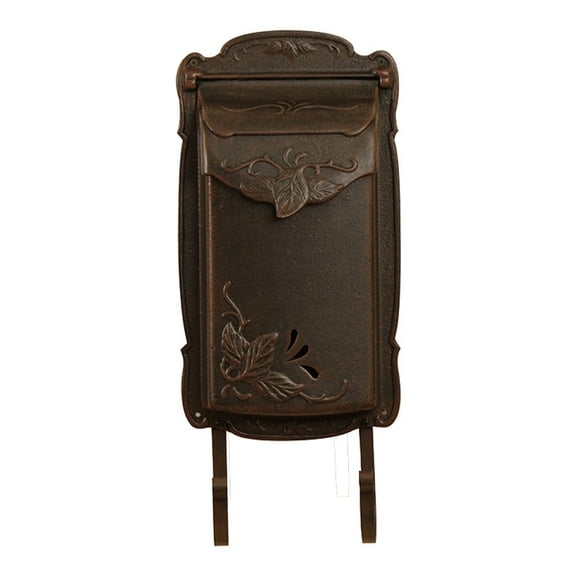 Floral Vertical Copper Wall-Mounted Mailbox