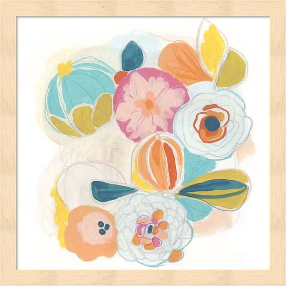 Floral Vibe I by June Erica Vess, Framed Wall Art, 13.25W x 13.25H