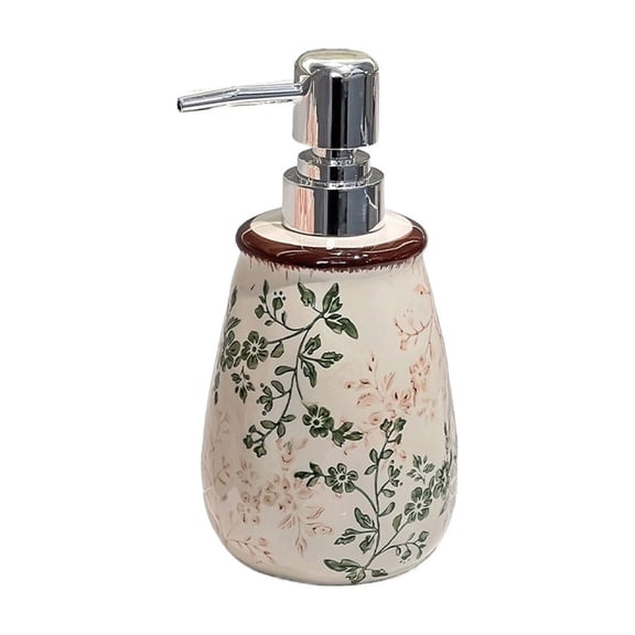 Floral Vine Ceramic Soap Dispenser for Kitchen & Bathroom