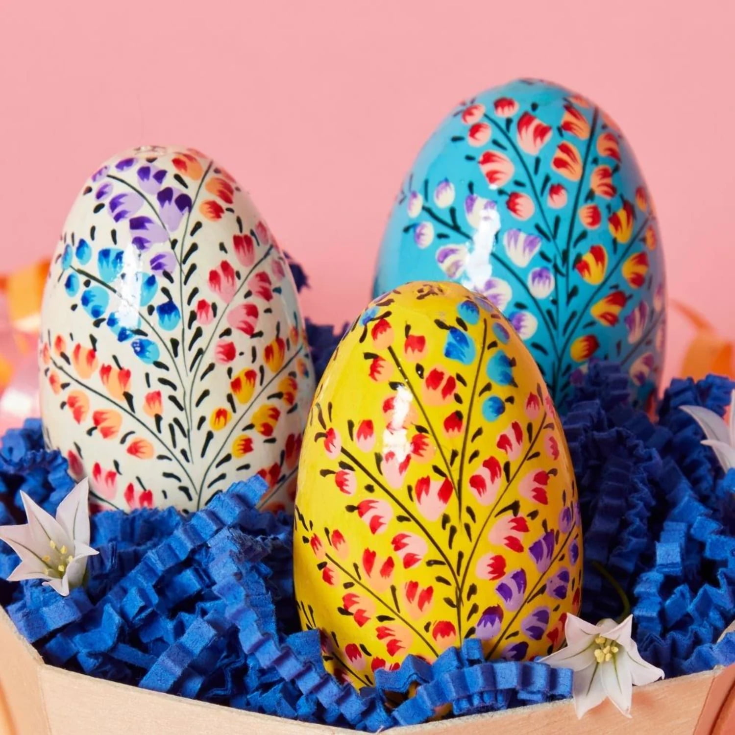 Floral Vine Easter Eggs Set of 3