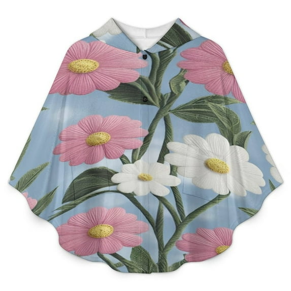 Floral Vine Embroidery Blanket Oversized Wearable Hooded Blanket Warm Throw Blanket Buttons Sweatshirt For Women Men Teens Flannel