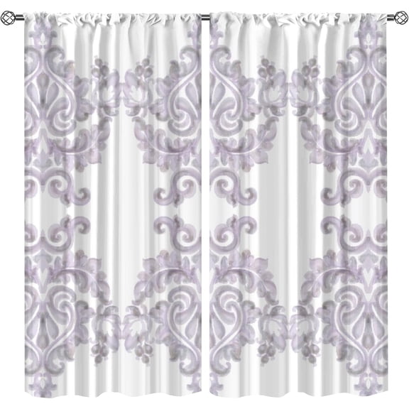 Floral Vine Print Light Filtering Window Curtains Panel Set, Beautiful Modern Elegant Home Decor Drapes, Energy Saving Kids Long Curtains for Living Room Bedroom Kitchen Dining Room-W42xL54in
