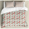 thumbnail image 1 of Floral Vintage Duvet Cover Set, Flower Bouquets Swirly Leafy Branches Romantic Classic Repetition, Decorative 3 Piece Bedding Set with 2 Pillow Shams, Calking Size, Green Ruby and White, by Ambesonne, 1 of 3