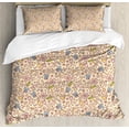 thumbnail image 1 of Floral Vintage Duvet Cover Set, Pattern of Colorful Swirls Branches Circles and Flower, Decorative 3 Piece Bedding Set with 2 Pillow Shams, Queen Size, Champagne and Multicolor, by Ambesonne, 1 of 3