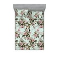 thumbnail image 1 of Floral Vintage Fitted Sheet & Pillow Sham Set, Romantic Vibes Rose Pattern with Leaves Greenery Neutral Print, Decorative Printed 3 Piece Bedding Decor, Queen, Pale Pink Reseda Green, by Ambesonne, 1 of 2