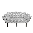 thumbnail image 1 of Floral Vintage Futon Couch, Monochrome Illustration of Branches with Flowers and Leaves, Daybed with Metal Frame Upholstered Sofa for Living Dorm, Loveseat, Charcoal Grey and White, by Ambesonne, 1 of 4