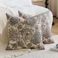 thumbnail image 1 of Floral Vintage Pillow Covers 18x18 Inch Set of 2 Block Print Pillow Covers Decorative Throw Pillow Covers Neutral Accent Couch Pillows for Living Room Sofa Boho Farmhouse Home Decor, 1 of 6