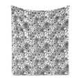 thumbnail image 1 of Floral Vintage Soft Flannel Fleece Throw Blanket, Digitally Generated Monochrome Flowers on Plain Background, Cozy Plush for Indoor and Outdoor Use, 50" x 70", Charcoal Grey and White, by Ambesonne, 1 of 5