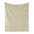 thumbnail image 1 of Floral Vintage Soft Flannel Fleece Throw Blanket, Pattern of Botanical Elements Scattered, Cozy Plush for Indoor and Outdoor Use, 50" x 60", Pale Yellow Slate Blue, by Ambesonne, 1 of 5