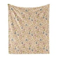thumbnail image 1 of Floral Vintage Soft Flannel Fleece Throw Blanket, Pattern of Colorful Swirls Branches Circles and Flower, Cozy Plush for Indoor and Outdoor Use, 50" x 60", Champagne and Multicolor, by Ambesonne, 1 of 5