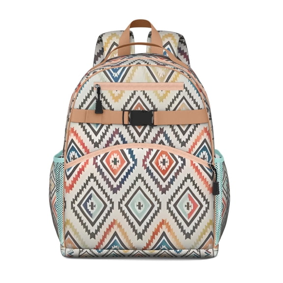 Floral Vintage Style School Backpack Retro Boho Book Bag for Studentss, Large Capacity, Water-Resistant, with Chest Strap for Comfort