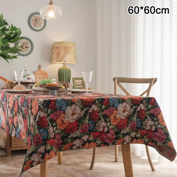 Floral Vintage Tablecloth for Kitchen Dining Indoor Outdoor Buffet Tabletop Decoration