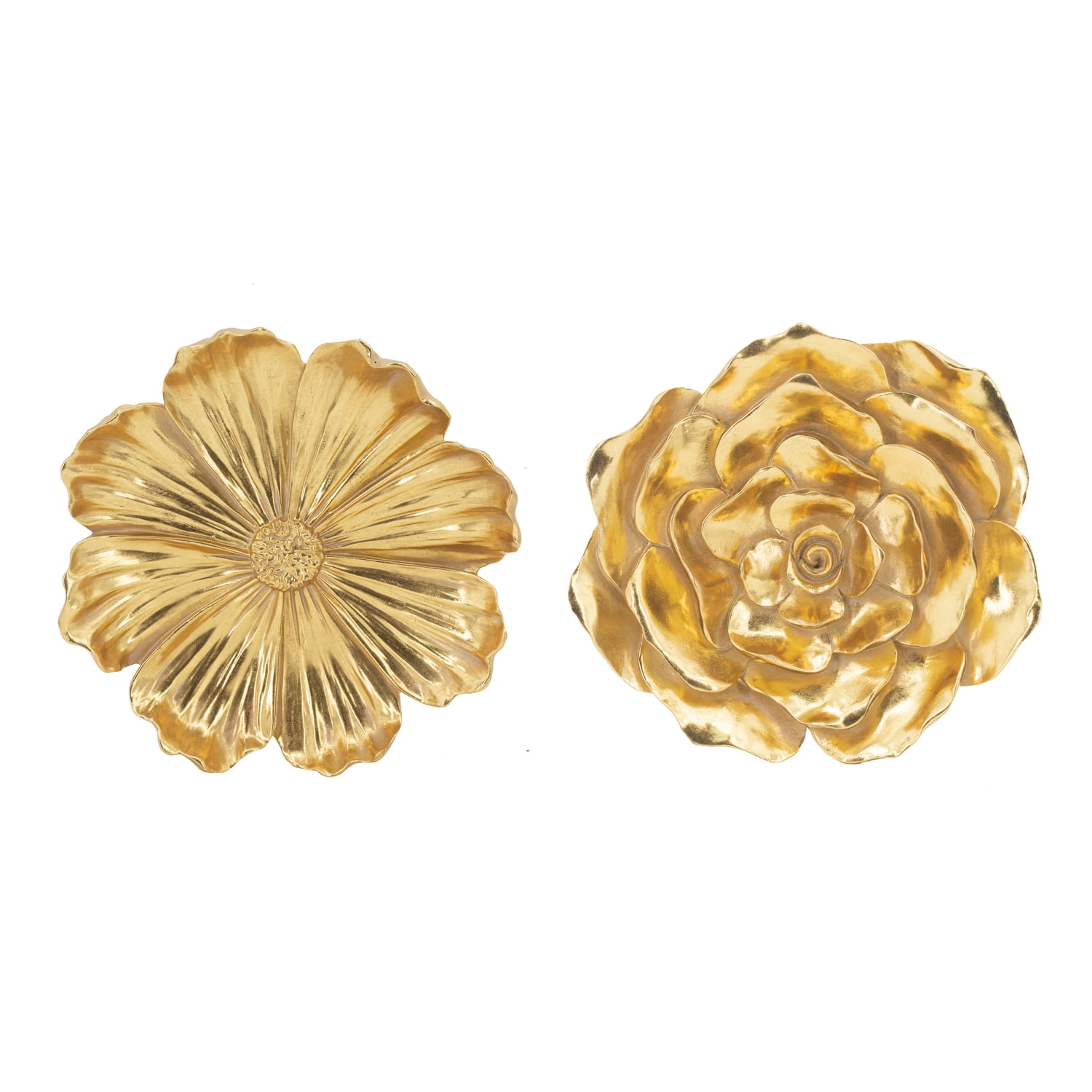 Set of 2 Gold Resin Floral Wall Accents