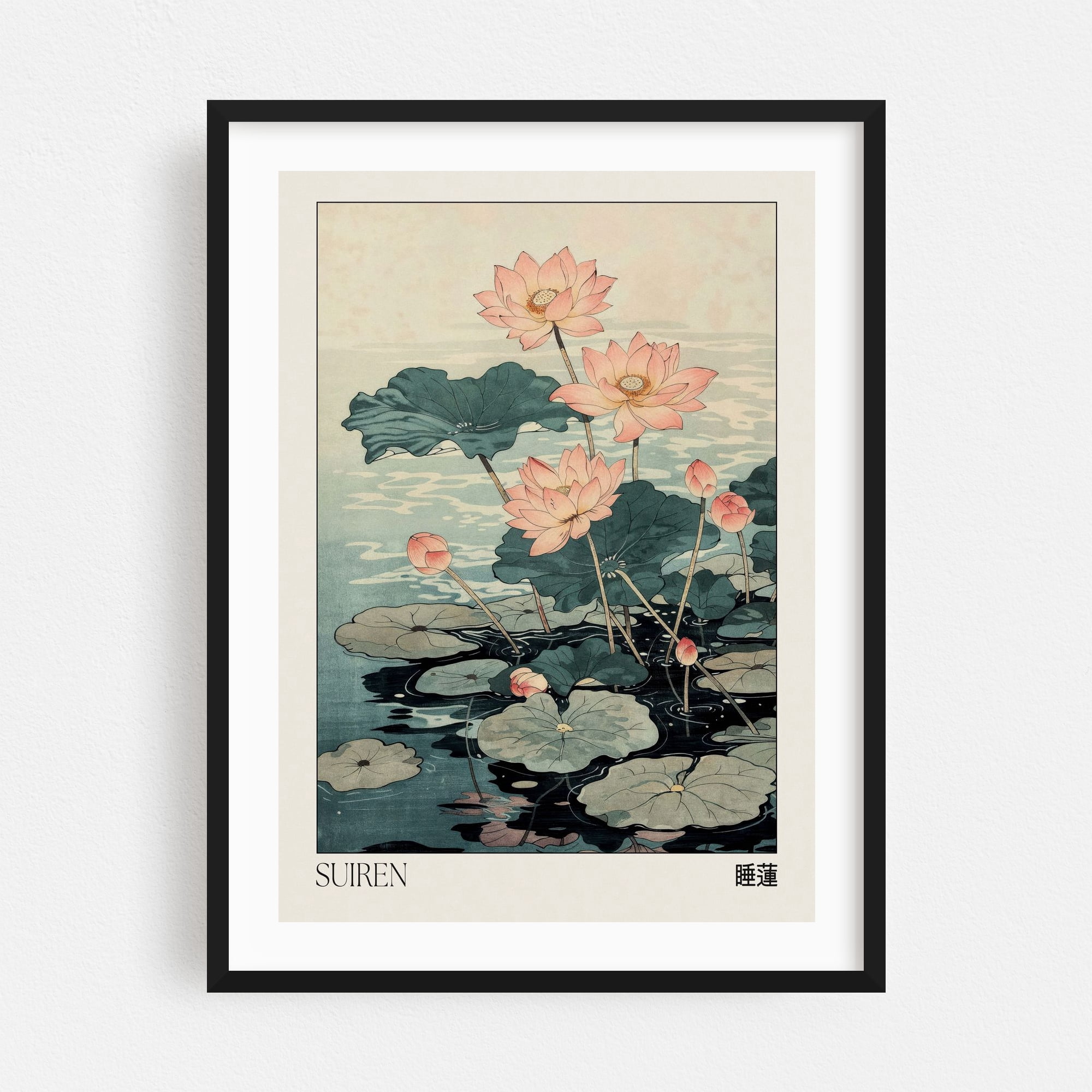 Floral Wall Art Japanese Lotus Flower Print Sage Green Wall Art Wabi ...