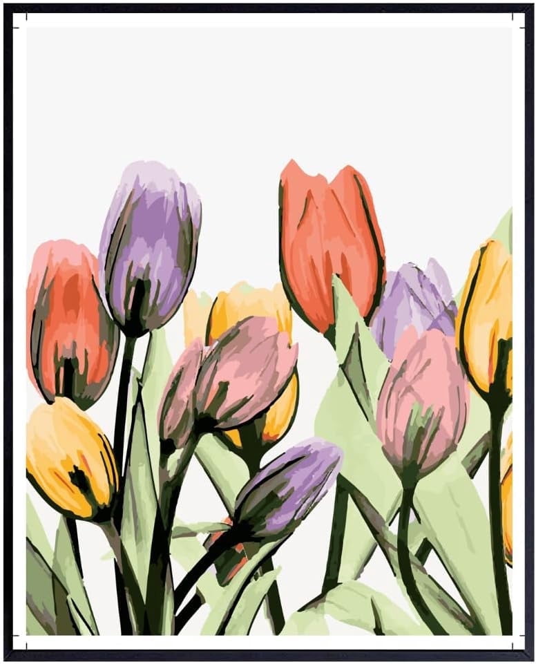 Floral Wall Art Print - Colorful Tulip Watercolor Painting - Modern ...