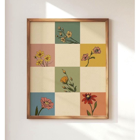 Floral Wall Art Print For Home Or Nursery Color Block Modern Flower Print
