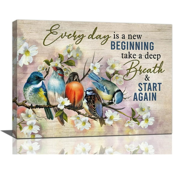 Floral Wall Art Rustic Daisy Flower Wall Decor Blue Floral Pictures Vintage Canvas Print Painting Modern Artwork for Dining Room Bathroom Living Room 12"x16"