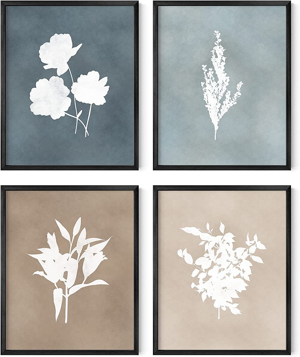 Set Of 4 Framed Botanical Wall Art – Vintage Farmhouse Plant Prints 12x12 Inches For Living Room, Bedroom 3 thumbnail image
