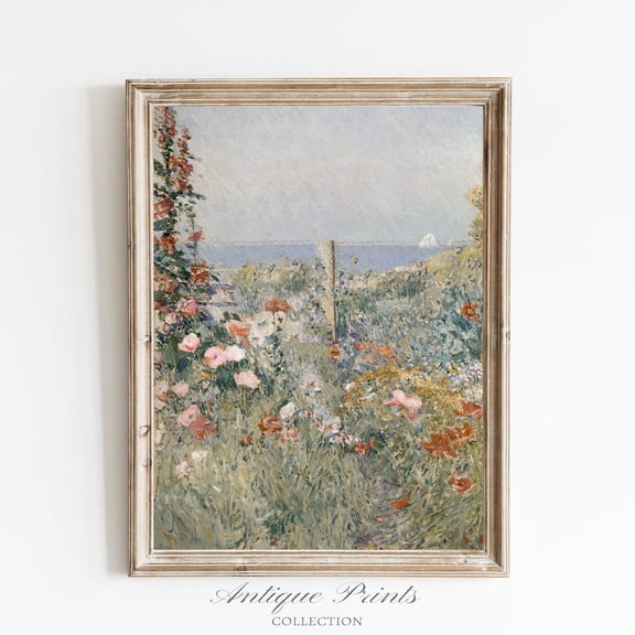 Floral Wall Art, Spring Landscape Print, Giclée Mailed Fine Art, Cottage Core Wall Art, Rose Garden, Nature Wall Art Unframed Paper Print