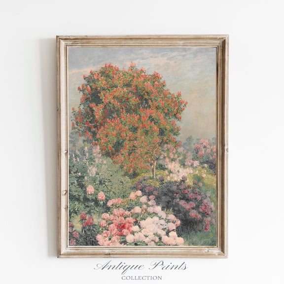 Floral Wall Art, Spring Landscape Print, Giclee Mailed Fine Art, Cottage Core Wall Art, Rose Garden, Nature UNFRAMED Poster, Wall Art for Decor, Present, 12x18