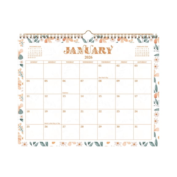 Floral Wall Calendar 2026 - Decorative Monthly Calendar With Flower Patterns For Home Decor, Office Organization, Holiday Reminders - Ideal For Living Room Walls, Bedroom Walls,