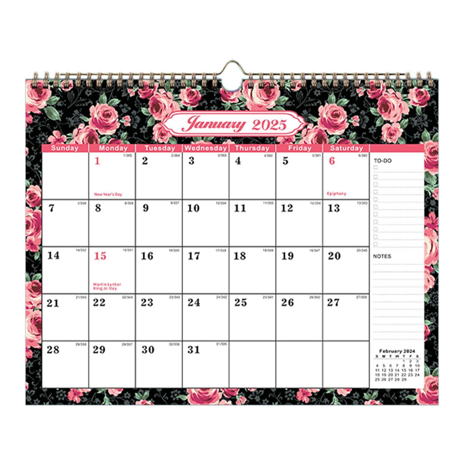 Floral Wall Calendar,English 20252026 Wall Calendar 18Month