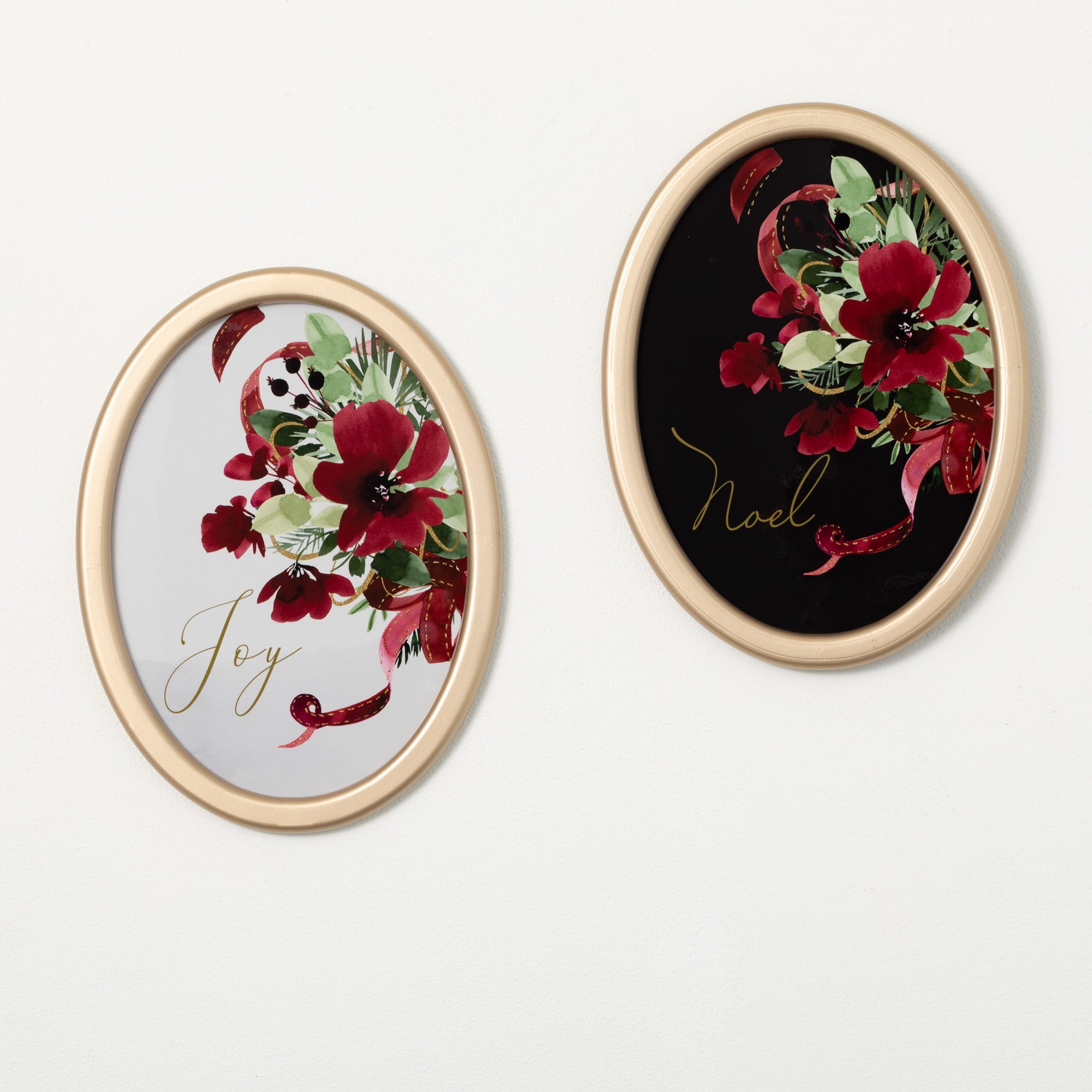 Floral Wall Decor Multicolor 16"H Wood Set of 2