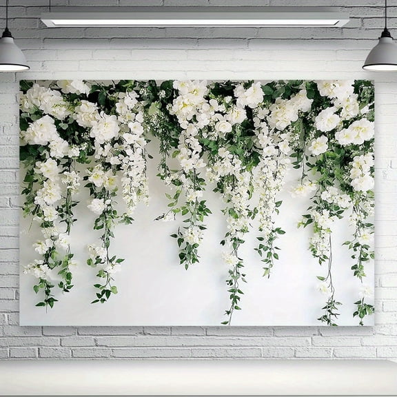 Floral Wall Wedding Backdrop White Flower Bridal Shower Photography Background Greenery Anniversary Engagement Party Decorations Banner Supplies Photo Booth Props