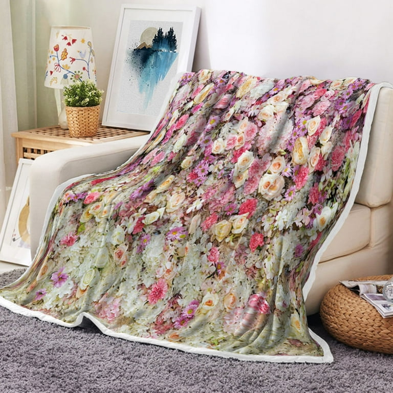 Floral fleece throw sale