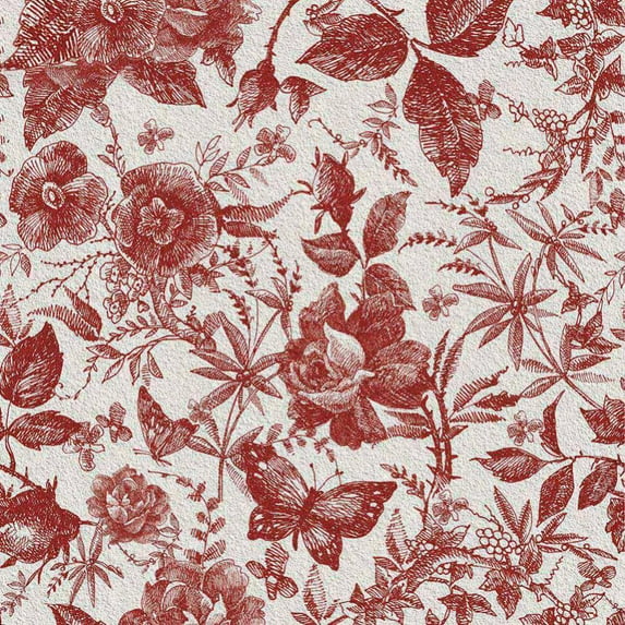 Floral Wallpaper 15.7" X 98.4" Self-Adhesive Removable Vintage Flower Peel and Stick Wallpaper Decorative Wall Covering Vintage Flower Panel Interior Film For Bedroom Wall Decor (Red)