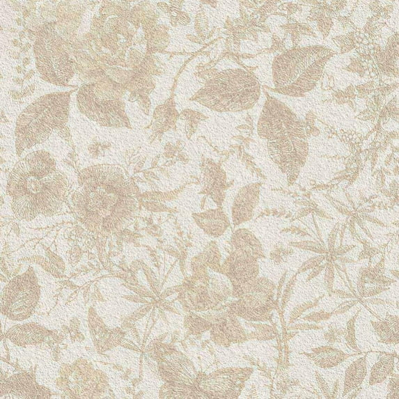 Floral Wallpaper Peel And Stick Wallpaper, 15.7"*98.4" Vintage Flower Self-Adhesive Removable Decorative For Bedroom Wall Decor, Beige