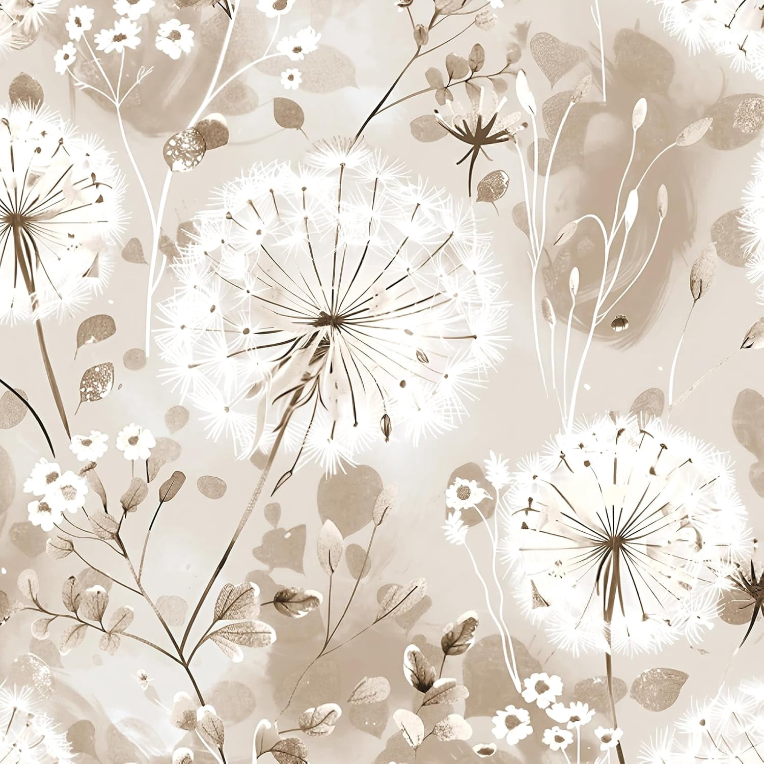 Floral Wallpaper Peel and Stick Dandelion Wallpaper Floral Contact Paper 17.7"x118.1" Vintage Flower Contact Paper Boho Self Adhesive Removable for Bedroom Cabinets Decorative Wall Vinyl