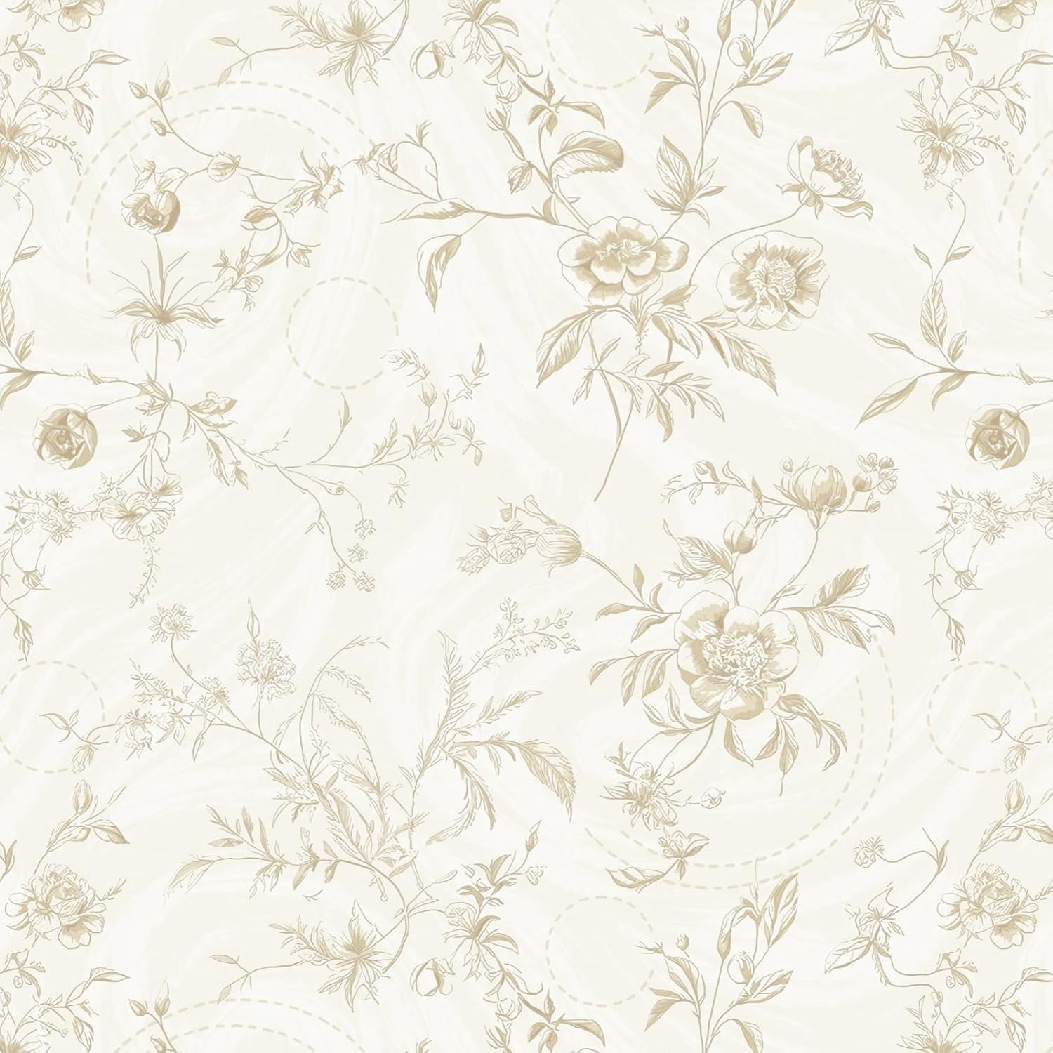 Floral Wallpaper Peel and Stick Vintage Beige Stick on Wall Paper French Textured Contact Paper for Cabinet Removable Self Adhesive Wallpaper Vinyl Roll Shelf Deco, 17.3x196in