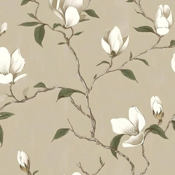 Floral Wallpaper Peel and Stick Vintage Flowers Contact Paper Waterproof Self Adhesive Removable Khaki Botanical Modern Wall Paper for Bedroom Walls Cabinet Locker 17.5" X 393"