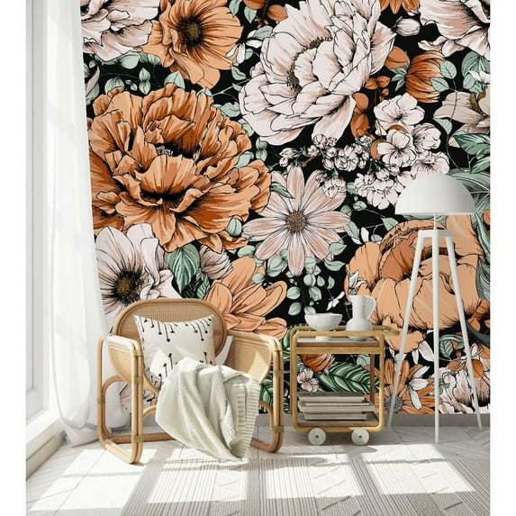 Floral Wallpaper Peel-and-Stick - 125"W x 125"H