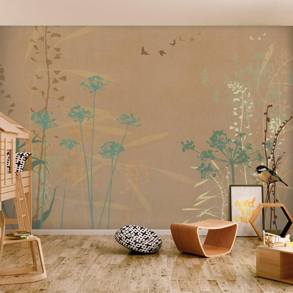 Floral Wallpaper Wall Mural - Bird in The Garden